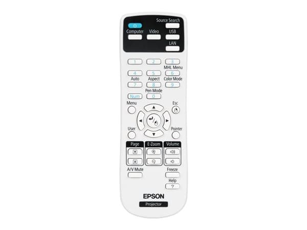 Epson - Fjernkontroll - for BrightLink 536, 575, 585, 595; BrightLink Pro 14XX; PowerLite 52X, 53X, 57X, 585 Sort, Hvit