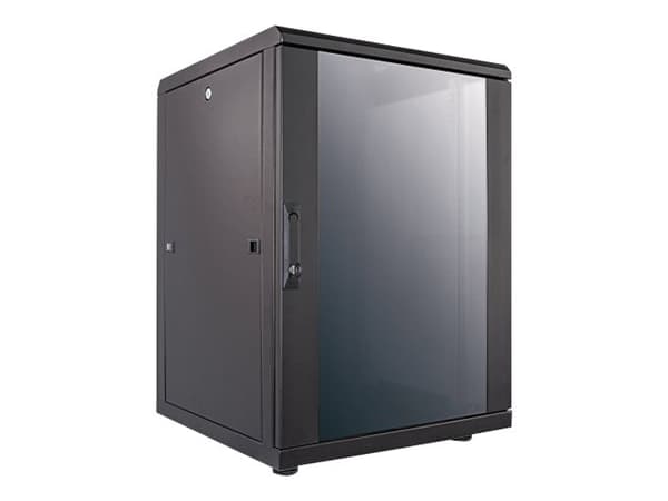 Intellinet Network Cabinet, Free Standing (Standard), 16U, Usable Depth 123 to 373mm/Width 503mm, Black, Flatpack, Max 1500kg, Server Rack, IP20 rate