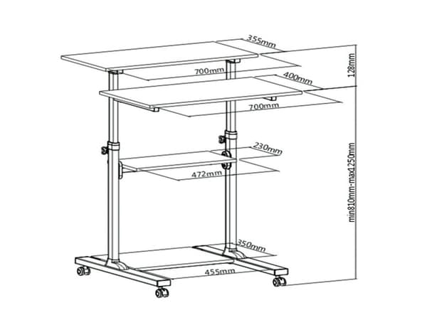 ROLINE 17.02.1547, 60 kg, Høydejustering, 18 kg, Aluminium, Sort