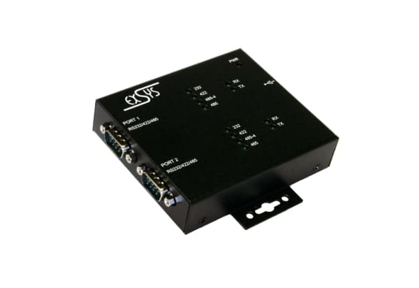 EXSYS EX-1333VIS, USB, 9p RS-232/422/485 (x2), utgang, FTDI, 0 - 55°C, -40 - 75°C Sort