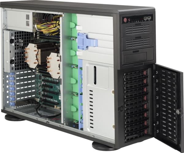 Supermicro SC743 AC-668B - Tower 4U - utvidet ATX (E-ATX) - SATA/SAS - hot-swap 668 watt - svart - USB