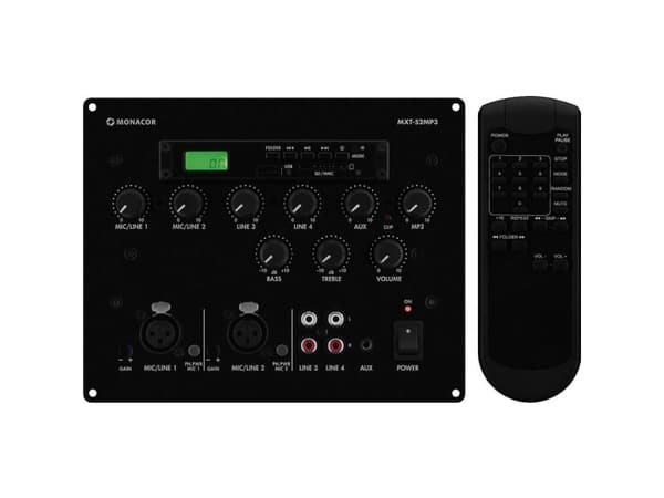 Monacor MXT-52MP3 Konsolmixer Antal kanaler:6 USB-anslutning