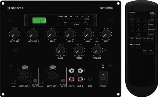 Monacor MXT-52MP3 Konsolmixer Antal kanaler:6 USB-anslutning