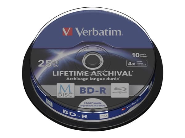 Verbatim M-Disc 4x, 25 GB, BD-R, Akseli, 10 kpl