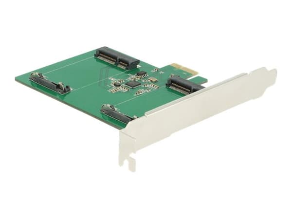 Delock - Lagringskontroll - 2-kanals - SATA 6 Gb/s - PCIe 2.0 x1 Grønn, Grå