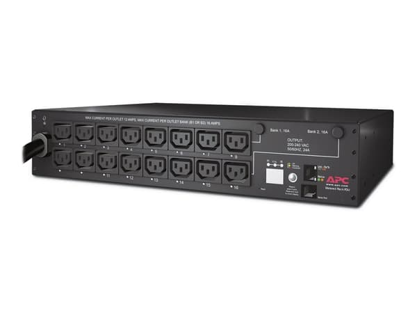 APC AP7911B, Kytkimellinen, 2U, Musta, 16 AC-pistorasia(a), C13 liitin, NEMA L6-30P