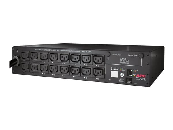 APC AP7911B, Kytkimellinen, 2U, Musta, 16 AC-pistorasia(a), C13 liitin, NEMA L6-30P