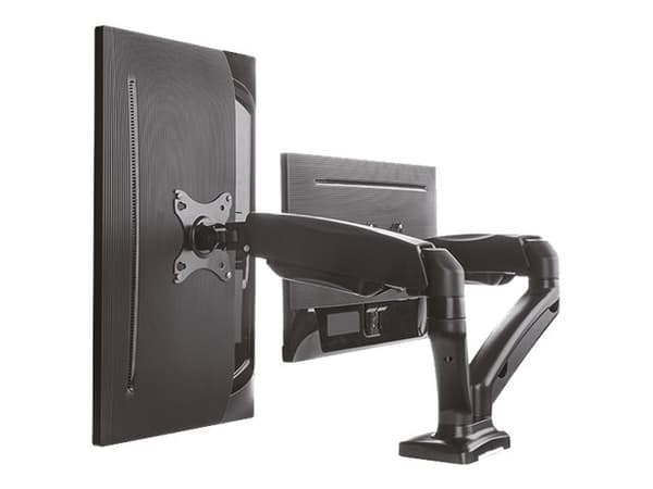 ICY BOX IB-MS304-T - Stativ (2 leddarmer, 2 VESA-adaptere, bordklemmefot, maljemonteringsfot) - for 2 LCD-skjermer - metall - svart - skjermstørrelse