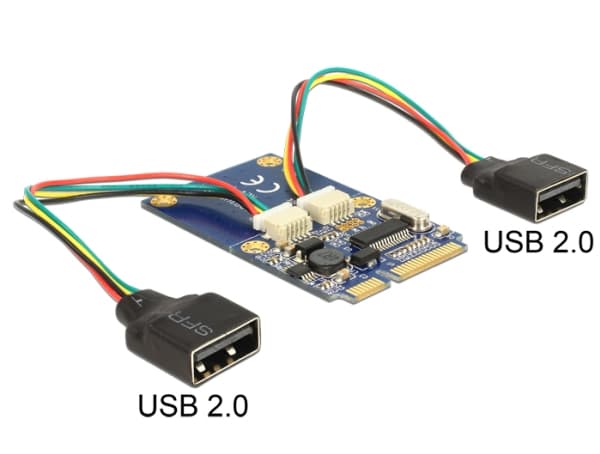Delock MiniPCIe I/O PCIe full size 2 x USB 2.0 - USB-adapter - PCIe Mini Card - USB 2.0 x 2