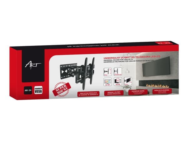 ART AR-24 - Monteringssett - full bevegelse - for LCD-TV - metall - svart - skjermstørrelse: 32"-100" - veggmonterbar