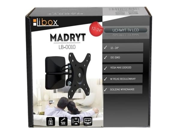 libox MADRYT - Brakett - for LCD TV / loudspeaker - stål - svart - skjermstørrelse: 12"-24" - monteringsgrensesnitt: 100 x 100 mm - veggmonterbar