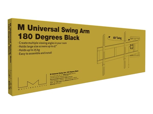 Multibrackets M Universal Swing Arm - Monteringssett (svingarm) - for flatpanel - stål - svart - skjermstørrelse: 26"-47"