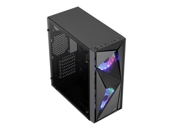 AeroCool Glider - Tempered Glass Edition - tower - ATX - genomskinlig sidopanel (härdat glas) - ingen strömförsörjning (ATX) - svart - USB/ljud