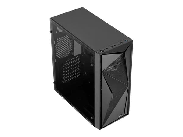AeroCool Glider - Tempered Glass Edition - tower - ATX - genomskinlig sidopanel (härdat glas) - ingen strömförsörjning (ATX) - svart - USB/ljud