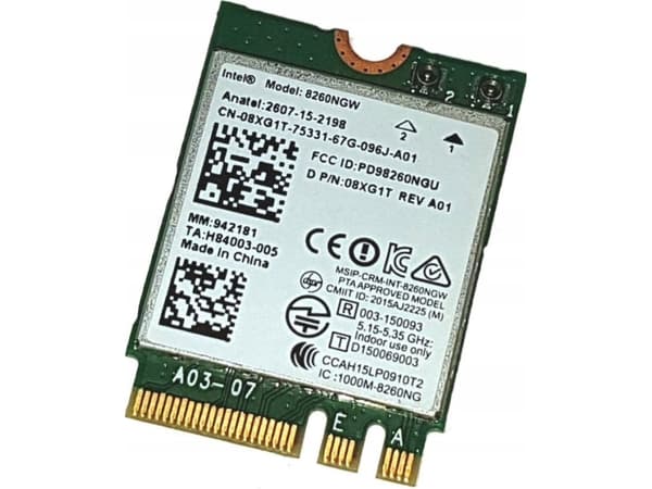 Intel Dual Band Wireless-AC - Nätverksadapter - Wi-Fi 5, Bluetooth 4.2 - för Latitude 5414 Rugged, E5570, E7270, E7470; Precision 3510, 5510, 7510, 7