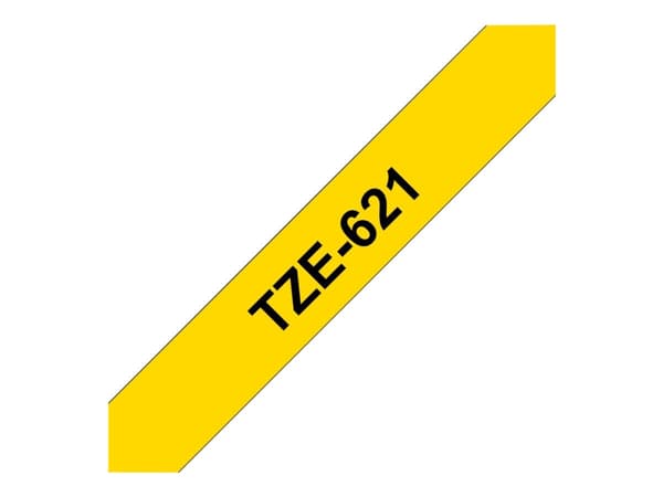 Brother TZe-621 - Svart på gult - Rull (0,9 cm x 8 m) 1 kassett(er) laminert teip - for Brother PT-D210, D600, H110, H200; P-Touch PT-1005, 1880, E31