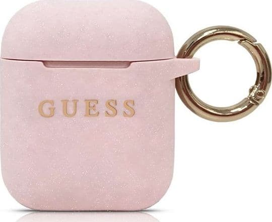 Guess GUACCSILGLLP AirPods skydd ljusrosa/rosa Silikon Glitter