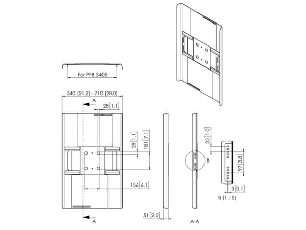 Vogel's PFA 9120 - Monteringskomponent (bakdeksel) - for flatpanel - stål - svart - skjermstørrelse: 42"-47" - bak flatpanel