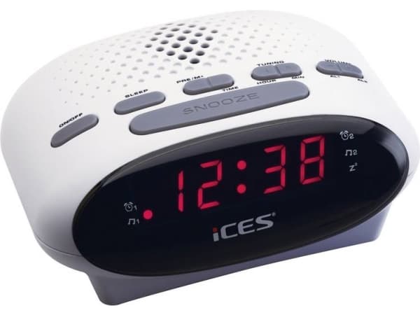 Ices ICR-210, Klokke, FM, PLL, LED, 1,52 cm (0.6"), Hvit, 3 V