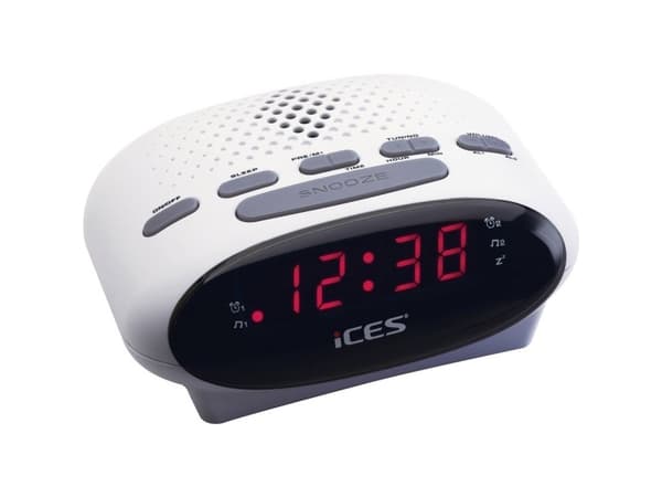 Ices ICR-210, Klokke, FM, PLL, LED, 1,52 cm (0.6"), Hvit, 3 V