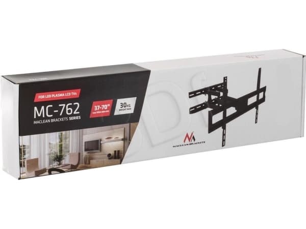 Maclean MC-762 - Brakett - justerbar arm - for TV og skjerm - metall - svart pulverjakke - skjermstørrelse: 37"-70" - veggmonterbar