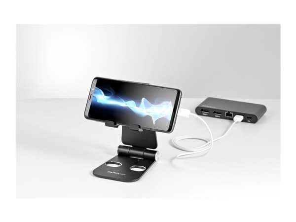 StarTech.com Telefon- och surfplattestativ - Universellt - Multivinkel - Hopfällbart - Svart - Skrivbordsställ för mobiltelefon, surfplatta - upp til