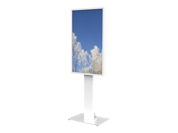 HI-ND Floorstand Glass Universal 49"- 65" - Stativ - for LCD-skjerm - metall - hvit, RAL 9003 - skjermstørrelse: 49"-65" - plassering på gulv