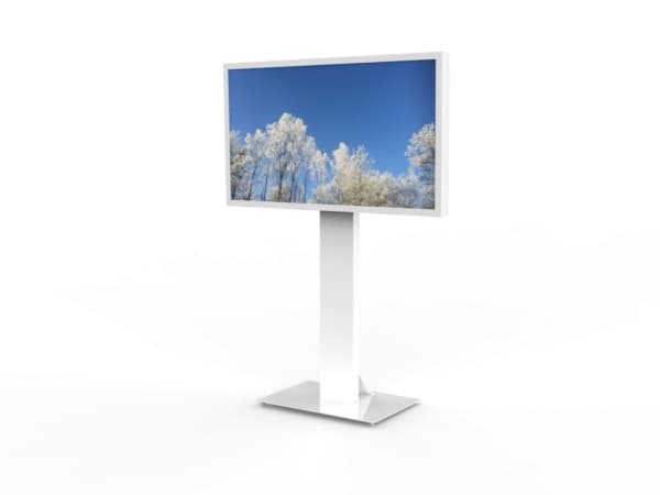 HI-ND Floorstand Glass Universal 49"- 65" - Stativ - for LCD-skjerm - metall - hvit, RAL 9003 - skjermstørrelse: 49"-65" - plassering på gulv