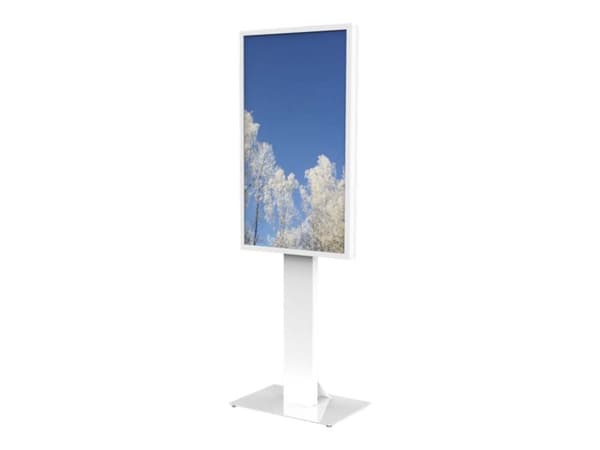 HI-ND Floorstand Glass Universal 49"- 65" - Stativ - for LCD-skjerm - metall - hvit, RAL 9003 - skjermstørrelse: 49"-65" - plassering på gulv