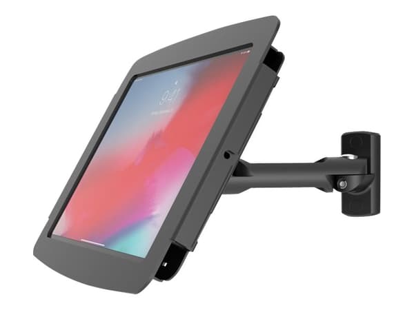 Compulocks iPad 10.2" Space Enclosure Swing Wall Mount - Innhegning - Tyverisikker - for nettbrett - låsbar - høyverdig aluminium - svart - skjermstø