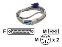 HP - Tangentbords-/video-/muskabel - DB-25 (hona) till PS/2, HD-15 (VGA) (hane) - 3.66 m