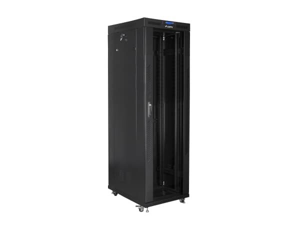 Lanberg FF01-8842-12B, Fristående rack, 42U, 800 kg, Knapplås, Kuggskenor, Justerbara fötter