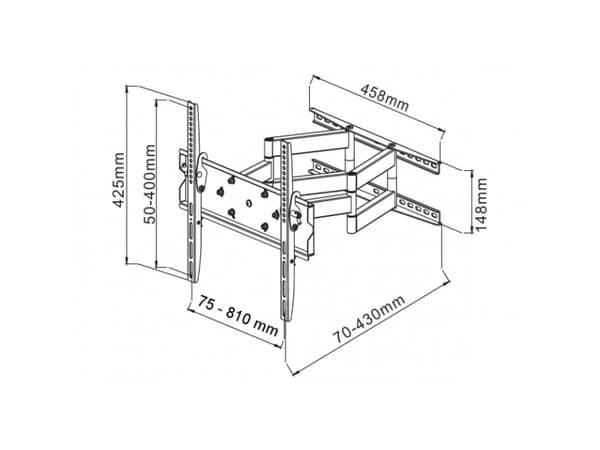 TECHly MOTION LED400 - Monteringssett (veggmontering, dobbeltarm) - for LCD-TV - svart - skjermstørrelse: 42"-70" - veggmonterbar