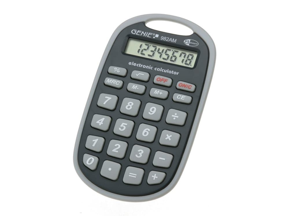 Genie 982 AM, Ficka, Grundläggande, 8 siffror, 1 linjer, Batteri, Svart, Grå