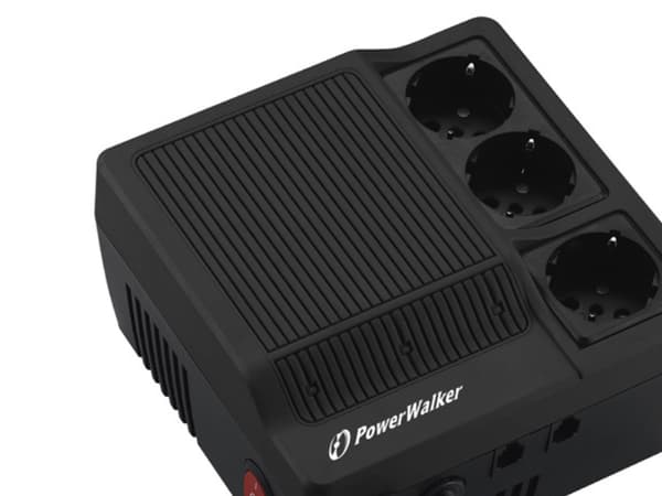 PowerWalker AVR 1200 - Automatisk spänningsregulator - AC 220/230/240 V - 720 Watt - 1200 VA - utgångskontakter: 3 - svart