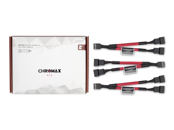 Noctua NA-SYC1 chromax.red - Strömkabel till fläkt - 4-stifts PWM (hona) till 4-stifts PWM (hane) - 11.5 cm - röd