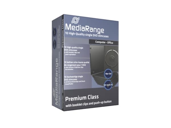 MediaRange Retail pack DVD Case Single Slim - Smal DVD-videoboks - kapasitet: 1 CD/DVD - svart (en pakke 10)