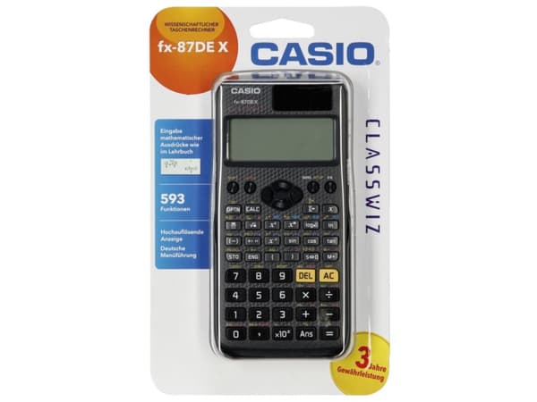 Casio FX-87DE X, Lomme, Vitenskaplig, Batteri/Solcelle, Sort