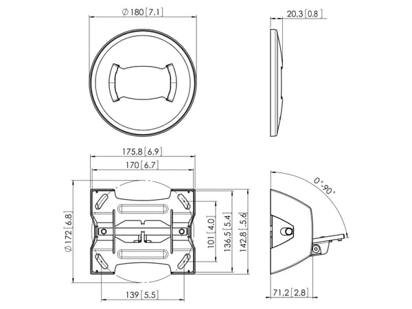 Vogel's Professional PUC 1070 - Monteringskomponent (takplate) - for LCD-skjerm - svart - for Professional PFB 34XX, PFS 33XX, PUC 25XX