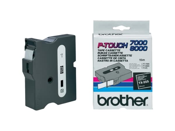 Brother TX - Hvitt på svart - Rull (2,4 cm) 1 kassett(er) laminert teip - for P-Touch PT-30, PT-7000, PT-8000, PT-PC