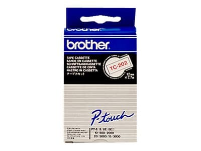 Brother - Hvit, rød - Rull (1,2 cm x 7,7 m) 1 stk skriverteip - for P-Touch PT-15, PT-20, PT-2000, PT-3000, PT-500, PT-5000, PT-6, PT-8, PT-8E