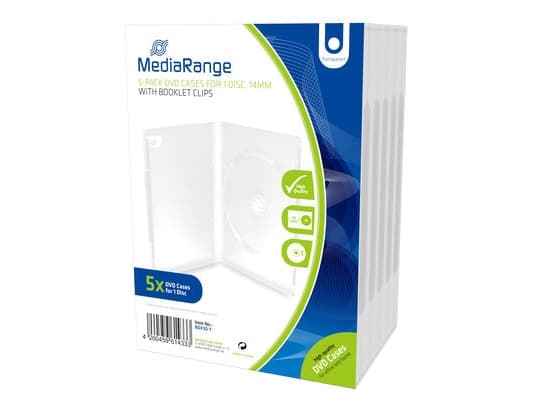 MediaRange BOX30-T, DVD-kotelo, 1 levyt, Läpinäkyvä, Muovi, 120 mm, 136 mm