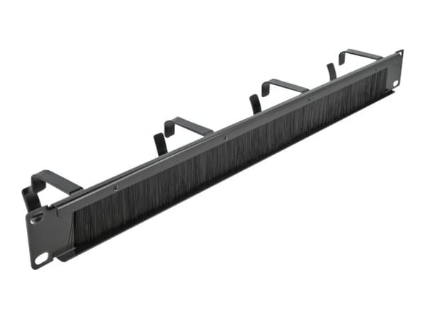 Delock Cable Management Brush Strip with 4 hooks - Styringspanel for rackkabler med børste - svart - 1U - 19"