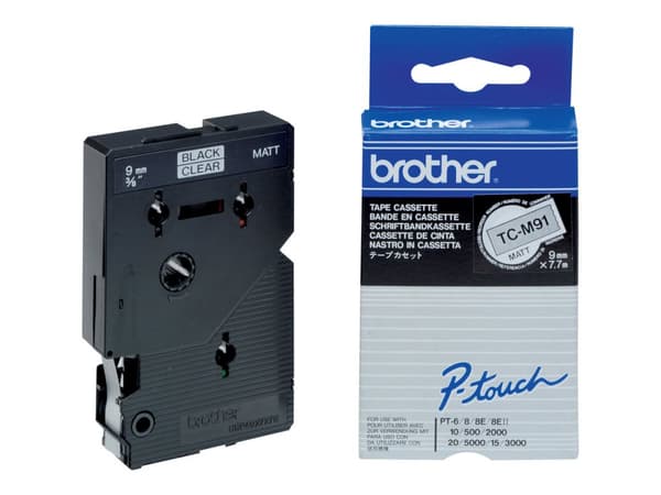 Brother TCM91 - Matt - 9 mm x svart på blank - tape - for P-Touch PT-2000, PT-3000, PT-500, PT-5000, PT-8E
