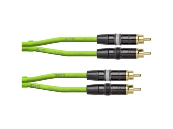 Cordial CEON DJ RCA 1.5 G Audio Forbindelsesledning [1x Cinch-stik - 1x Cinch-stik] 1.50 m Grøn (Neon)