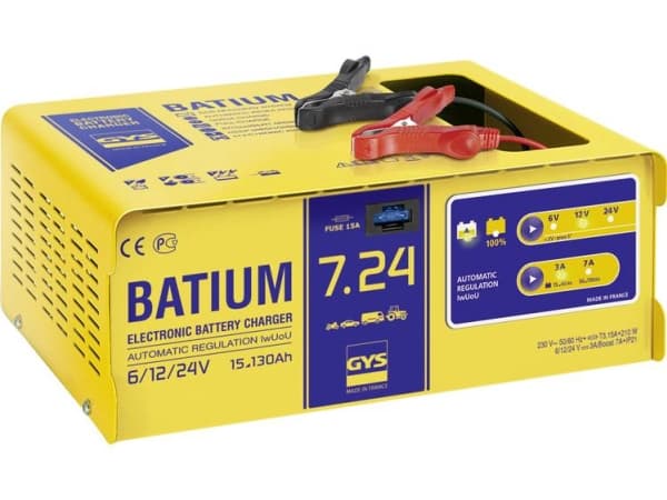 GYS Akkulaturi BATIUM 7-24 6/12/24V 15-130Ah/latausvirta 11/3-7A/max.210W/230V (024502)