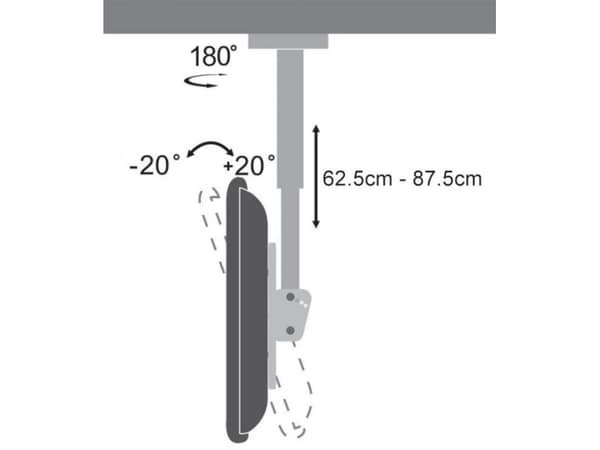 SBOX CPLB-28S, 58,4 cm (23"), 109,2 cm (43"), 30 kg, 200 x 200 mm, -20 - 20°, Sort