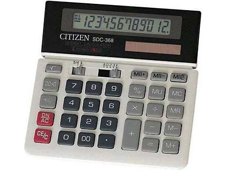 Citizen SDC-368 - Skrivbordskalkylator - 12 siffror - solcellspanel, batteri - svart, vit