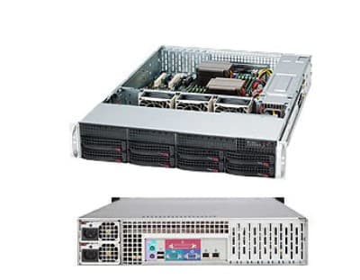 Supermicro SC825 TQC-R802LPB - Rackmonterbar 2U - forbedret og utvidet ATX - SATA/SAS - hot-swap 800 watt - svart