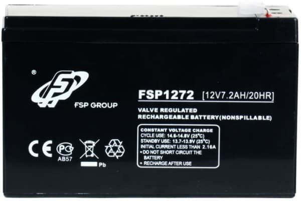 FSP/Fortron 12V7Ah, 12 V, 1 stykker, Svart, 7,2 Ah, 151 mm, 97,5 mm